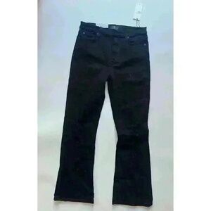 7 For All Mankind Jeans Distressed High Waist Crop Slim Kick Black Denim Size 29